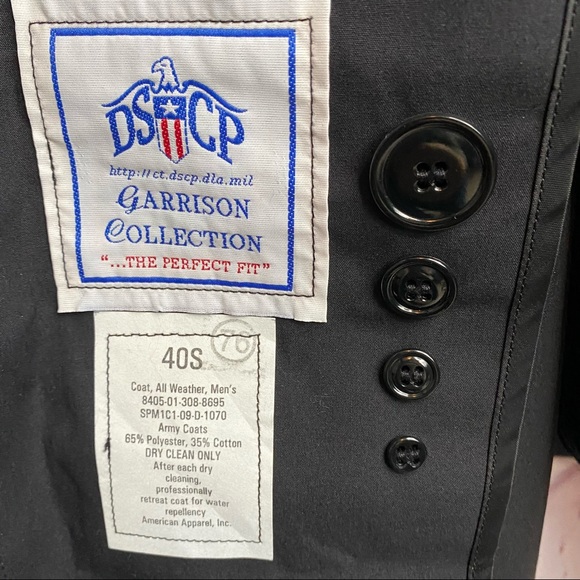 New DSCP Garrison Collection Men's Black Lined Perfect Fit Army Trench Coat 40S - Picture 6 of 8